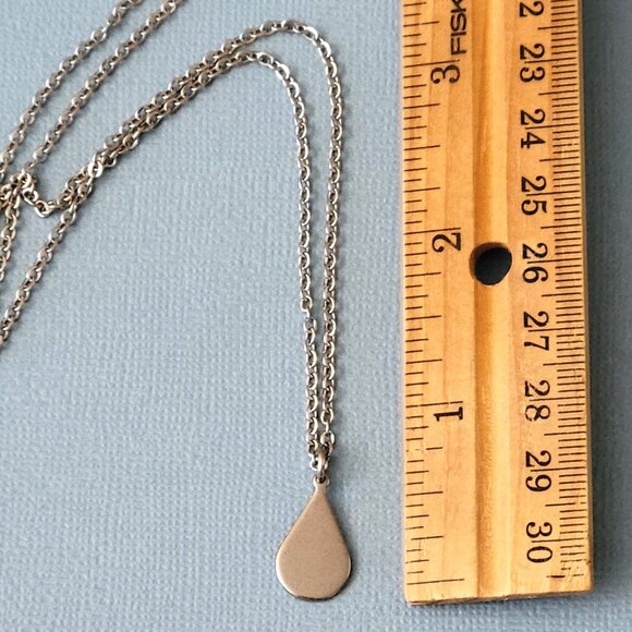TEARDROP Stainless Steel Charm Chain Necklace 18" Minimalist - Picture 6 of 9
